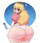  1girl ? ass big_ass blonde_hair bubble_ass bubble_butt clothing dabble dat_ass fat_ass female female_only huge_ass jiggle jiggling_ass juicy_ass large_ass looking_back mario_(series) nintendo panties princess_peach sexy sexy_ass simple_background smelly_ass solo standing stockings super_mario_bros. thick_ass thick_thighs thighhighs thighs underwear white_panties wide_hips yellow_hair 