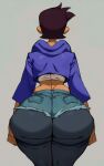 1girl ai_generated ass ass_bigger_than_head back big_ass black_leggings blue_clothing blue_hoodie brown_hair cappeseller cropped_hoodie dark-skinned_female dark_skin denim denim_shorts disney ears fat_ass female_only grey_background hood_down hoodie huge_ass huge_hips leggings luz_noceda pixie_cut rear_view ripped_clothing ripped_pants simple_background the_owl_house thick_ass thick_thighs tight_clothes tight_clothing tight_fit tight_shorts white_shirt wide_hips