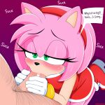  1boy 1girl amy_rose anthro blackmail blowjob_face blush cheezeminx fellatio female forced furry green_eyes hand_on_penis human human_on_anthro looking_up male male/female netorare on_knees oral penis saliva sega shoes shy sonic_the_hedgehog_(series) sucking 