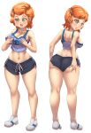  1girl 1girl 1girl absurd_res ben_10 big_ass big_breasts cartoon_network cjhomics cleavage crop_top fondling_breast green_eyes gwen_tennyson high_res looking_back open_mouth orange_hair short_hair short_shorts sideboob thick_thighs wide_hips 