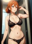  1girl alluring big_breasts bra cleavage locker_room milf orange_hair panties posing red_eyes underwear yahari_ore_no_seishun_lovecome_wa_machigatteiru. yuigahama_yui&#039;s_mother zengai 