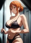  1girl alluring big_breasts bra cleavage locker_room milf orange_hair panties posing red_eyes underwear yahari_ore_no_seishun_lovecome_wa_machigatteiru. yuigahama_yui&#039;s_mother zengai 