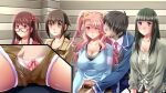 1boy 4girls big_breasts breasts clothed_female kyonyuu_reijou_mc_gakuen long_hair male male/female pink_eyes pink_hair rio_kamiizumi short_hair tagme teen