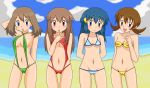  4_girls 4girls :d :o arm arm_behind_back arm_behind_head arm_up arms arms_behind_back art babe bad_id bandeau bangs bare_shoulders beach bikini black_hair blue_(pokemon) blue_bikini blue_eyes blue_hair blue_swimsuit blush breasts brown_eyes brown_hair cameltoe cleavage cloud cloudy_sky collarbone cowboy_shot dawn_(pokemon) female female_protagonist_(pokemon_ss) finger_to_mouth flipped_hair game_freak green_bikini green_swimsuit grey_hair hair_ornament half_updo happy haruka_(pokemon) hat hikari_(pokemon) humans_of_pokemon kotone_(pokemon) kuro_hopper lineup long_hair looking_at_viewer low_twintails lowleg lowleg_bikini lyra_(pokemon) may_(pokemon) micro_bikini midriff mound_of_venus multiple_girls navel neck nintendo o-ring_bottom o-ring_top ocean oekaki open_mouth outdoors pokemon pokemon_(anime) pokemon_(game) pokemon_black_and_white pokemon_bw pokemon_diamond_pearl_&amp;_platinum pokemon_dppt pokemon_firered_and_leafgreen pokemon_frlg pokemon_heartgold_and_soulsilver pokemon_hgss pokemon_rse red_bikini red_eyes red_swimsuit sand sea short_hair short_twintails sidelocks sky slender_waist sling_bikini small_breasts smile standing strapless strapless_bikini strapless_swimsuit striped striped_bikini striped_swimsuit summer swimsuit take_your_pick tubetop twintails underboob water wide_hips yellow_bikini yellow_swimsuit 