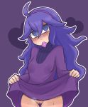  blue_eyes blue_hair blush condom headband hex_maniac hex_maniac_(pokemon) kurozu_(crozu) long_hair no_panties npc npc_trainer pokemon pokemon_(game) pokemon_xy pussy pussy_juice skirt skirt_lift sweat uncensored very_long_hair 