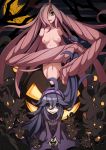  2girls 5_fingers ahoge amputee blue_eyes breasts clothing cloud crescent_moon cub cute dress dusk_ball fang gourgeist grasp grin hair happy headband headgear hex_maniac hex_maniac_(pokemon) hirayamatt_(pixiv) human jack-o&#039;-lantern long_hair looking_at_viewer looking_down lunatone moon multiple_girls navel night nipples npc npc_trainer nude open_mouth outside personification pink_hair plant poke_ball pokemon pokemon_(game) pokemon_xy prehensile_hair pumpkaboo pumpkin purple_eyes purple_hair red_eyes shadow sharp_teeth shiny size_difference sky smile teeth tree very_long_hair white_eyes yellow_eyes young 