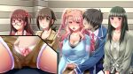 1boy 4girls big_breasts breasts clothed_female kyonyuu_reijou_mc_gakuen long_hair male male/female pink_eyes pink_hair rio_kamiizumi short_hair tagme teen