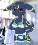 ears_down eeveelution espeon face_markings female g-sun lingerie looking_at_viewer markings negligee pokemon pokemorph pov red_eyes solo standing tail tail_markings undressing