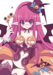  1girl areolae bad_id bare_shoulders bat_wings binoculars blue_eyes blush breasts choker cowboy_shot cross demon_girl fang food_themed_clothes food_themed_hair_ornament gloves hair_ornament hairband halloween hat heart heart_cutout jack-o'-lantern long_hair looking_at_viewer lowleg mini_hat mini_top_hat navel navel_cutout no_pupils original panties pink_hair pointy_ears pokemon pumpkin pumpkin_bra pumpkin_hair_ornament revealing_clothes solo thigh_gap thighhighs thighs top_hat underwear very_long_hair wings yusa_maruboro yusa_maruboru 