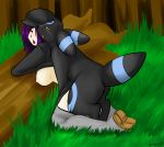 black_fur blacky_(pokemon) creatures_(company) dark_type_pokemon eeveelution furry game_freak gen_2_pokemon humans_of_pokemon nintendo pink_hair pokemon pokemon_(anime) pokemon_(creature) pokemon_(game) pokemon_(species) pokemon_sun_&_moon rocket_grunt tail team_rocket team_skull_grunt_(female) umbreon