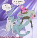 adventure_time angry ball_crushing clothed_female_nude_male cum female footjob ice_king male princess_bubblegum shmutz-art