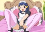 1_girl 1girl alternate_costume apron art artist_request bed black_panties blue_eyes blue_hair choker cosplay creatures_(company) dawn_(pokemon) female game_freak hair_ornament hat headdress hikari_(pokemon) humans_of_pokemon long_hair maid maid_headdress nintendo open_mouth panties pantyshot pantyshot_(lying) pillow pokemon pokemon_(anime) pokemon_(game) pokemon_black_and_white pokemon_bw pokemon_dppt solo spread_legs