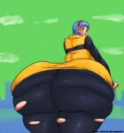 blue_hair bulma_brief bulma_brief butt_expansion dat_ass dragon_ball dragon_ball_z gigantic_ass green_eyes malitagonna