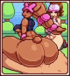 animated ass_focus countmoxi girl_on_top hilda_(pokemon) loop lopunny no_sound penetration pixel_art pokemon reverse_cowgirl_position video webm