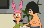  big_breasts bob&#039;s_burgers breast_grab funny gif guido_l jiggle louise_belcher plant sister_and_sister sisters tina_belcher 