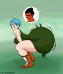 blue_hair bulma_brief bulma_brief butt_expansion dat_ass dragon_ball dragon_ball_z gigantic_ass green_eyes malitagonna