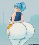 blue_hair bulma_brief bulma_brief butt_expansion dat_ass dragon_ball dragon_ball_z gigantic_ass green_eyes malitagonna