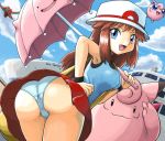  ._. 1girl alternate_costume ass bad_anatomy bent_over blue_eyes blue_panties boat breasts brown_hair cameltoe clefable cloud deoxys ditto ditto_face erect_nipples from_behind hand_on_hip hat hips jigglypuff leaf_(pokemon) leaning_forward long_hair looking_back oekaki open_mouth panties pantyshot pokemoa pokemon pokemon_(game) pokemon_firered_and_leafgreen pokemon_frlg pokemon_rgby pokemon_special ship sky smile soara strap_cleavage transformed_ditto umbrella underwear upskirt 