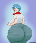 blue_hair bulma_brief bulma_brief butt_expansion dat_ass dragon_ball dragon_ball_z gigantic_ass green_eyes malitagonna