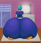 blue_hair bulma_brief bulma_brief butt_expansion dat_ass dragon_ball dragon_ball_z gigantic_ass green_eyes malitagonna