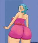 blue_hair bulma_brief bulma_brief butt_expansion dat_ass dragon_ball dragon_ball_z gigantic_ass green_eyes malitagonna