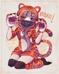  1girl artist_self-insert fanart female_only gloves kneeling mask nasuki_chan oc paw_gloves solo_female tiger_costume 