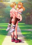  1boy 1girl bbmbbf fiora_(xenoblade) human male male/female palcomix pietro&#039;s_secret_club shulk stand_and_carry_position straight suspended_congress xenoblade_(series) xenoblade_chronicles 