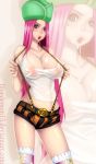 bluedemon13 breasts cleavage duplicate jewelry_bonney midriff one_piece pink_hair see-through