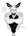  1boy angry_face arms_crossed balls balls_outline balls_under_clothes bara bara_tiddies bara_tits beard_stubble blush boner bowtie bulge bulge_through_clothing bunny_costume bunny_ears bunnysuit chubby chubby_belly chubby_male dilf divineflesh_(artist) edited_by_thetageditor embarrassed embarrassed_male erection_under_clothes hard_on male male_only mannequin_mark_(regretevator) married_man non-human penis penis_under_clothes pouting regretevator roblox roblox_game robloxian slutty_clothing slutty_outfit stubble visible_nipples visible_penis_shape wood 