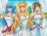 3_girls alluring bare_shoulders big_breasts blonde_hair blue_hair breasts bride bride_(fire_emblem) brown_hair caeda caeda_(bridal)_(fire_emblem) caeda_(fire_emblem) charlotte_(bridal)_(fire_emblem) charlotte_(fire_emblem) dress fire_emblem fire_emblem:_path_of_radiance fire_emblem:_shadow_dragon fire_emblem_fates fire_emblem_heroes high_res long_hair multiple_girls nintendo ravern_clouk short_hair sleeveless tanith_(bridal)_(fire_emblem) tanith_(fire_emblem) traditional_media tree very_long_hair wedding_dress