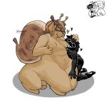  2_girls banana_centaur_snail_dog banana_sheel bive_(regretevator) black_body black_fur canid_centaur canid_taur canine_humanoid centaur chubby_female dog_ears edit edited_art fruit_taur fruittaur furry furry_female glasses hand_on_head hearts humanoid humanoid_on_anthro movement_lines nude quackanz_(artist) regretevator roblox robloxian rubbing_head size_difference snail_antennae snail_sheel snout spive split_(regretevator) wholesome yuri 