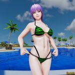  1girl alluring ayane ayane_(doa) bare_legs big_breasts bikini cleavage dead_or_alive dead_or_alive_2 dead_or_alive_3 dead_or_alive_4 dead_or_alive_5 dead_or_alive_6 dead_or_alive_xtreme dead_or_alive_xtreme_2 dead_or_alive_xtreme_3 dead_or_alive_xtreme_3_fortune dead_or_alive_xtreme_beach_volleyball dead_or_alive_xtreme_venus_vacation hypster83 kunoichi lavender_hair posing red_eyes short_hair silf swimming_pool tecmo watermelon_bikini 