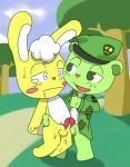  anthro anthro_only bunny cuddles cuddles_(htf) flippy flippy_(htf) furry happy_tree_friends male/male penis rabbit sweat 