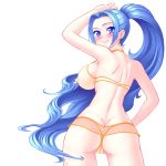 1_girl 1girl aqua_eyes aqua_hair arm arm_up armpits arms art ass babe back bare_back bare_legs bare_shoulders big_breasts bikini bikini_skirt blue_eyes blue_hair breasts butt_crack dimples_of_venus earrings erect_nipples female halterneck hanazuka_ryouji hand_on_hip high_res highres jewelry large_breasts legs looking_at_viewer looking_back neck nefertari_vivi nipples one_piece ponytail pussy see-through shiny shiny_hair sideboob simple_background smile solo standing swimsuit very_long_hair vivi white_background yellow_bikini yellow_swimsuit