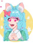  1girl animal_ears blue_hair chessivt cyan_hair fanart female_only long_hair owozu vtuber 