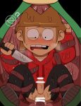  ? ambiguous_consent brown_hair confused eddsworld knife male_only male_penetrated plant red_hoodie sweat sweating tord_(eddsworld) vore 