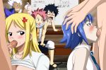  3_girls 3girls 5boys arms bare_shoulders black_eyes black_hair blonde_hair blue_hair brown_eyes closed_eyes deepthroat elfman_strauss eyebrows fairy_tail fellatio gray_fullbuster juvia_lockser juvia_loxar long_hair lucy_heartfilia male/female mirajane_strauss natsu_dragneel necklace open_mouth oral pink_hair scarf short_hair shoulders spiked_hair spiky_hair tally tally_chart tally_marks tbone111_(artist) teeth thumbs_up white_hair whiteboard 