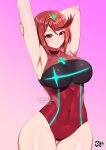 1girl alluring bare_legs big_breasts bikini core_crystal jadenkaiba milf nintendo pyra red_eyes red_hair xenoblade_(series) xenoblade_chronicles_2