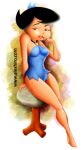  1girl alex_hiro betty_rubble black_hair female_focus hanna-barbera horny seductive simple_background the_flintstones white_background 