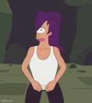 1girl 20th_century_fox animated big_breasts bouncing_breasts erect_nipples flashing futurama gif leggings sfan thighs turanga_leela