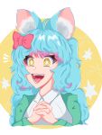  1girl animal_ears blue_hair chessivt cyan_hair fanart female_only long_hair owozu vtuber 