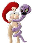 arbok artist_request big_breasts game_freak huge_breasts humans_of_pokemon jessie_(pokemon) long_hair musashi_(pokemon) nintendo nude_female pokemon pokemon_(anime) pokemon_(game) pokephilia pussy red_hair snake team_rocket