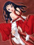 blush breasts censored count_zero hieda_yuzu highres japanese_clothes miko shrine_of_the_morning_mist solo tears tentacle tentacles torn_clothes yuzu_hieda