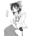 1girl blush bow footwear futanari hair_bow hakurei_reimu masturbation monochrome okaebi penis precum pussy reimu_hakurei ribbon ribbons shoes sitting skirt skirt_pull socks solo spread_legs touhou uncensored