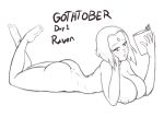  1girl areola ass big_breasts book breasts bubble_butt dc_comics female_focus female_only gothtober hourglass_figure inktober nipples nude pinup pose posing raven_(dc) short_hair sketch slashysmiley tagme teen_titans wide_hips 