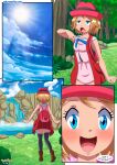 a_hot_break_on_the_forest_(comic) bbmbbf comic creatures_(company) game_freak humans_of_pokemon light-skinned_female nintendo palcomix pokemon_(anime) pokemon_(game) pokemon_xy pokepornlive porkyman river serena_(pokemon) waterfall