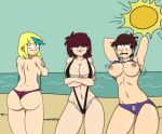  3_girls bikini leon_pazchowder luna_loud mazzy_(the_loud_house) sam_sharp 