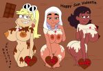 3_girls big_breasts cartoon_network chocolate chocolate_box chocolate_on_breasts connie_maheswaran crossover female_only ferozyraptor glitch_techs leni_loud netflix nickelodeon steven_universe the_loud_house valentine's_day white_chocolate zahra_rashid