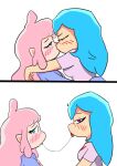 blue_hair blush cloud_(friday_night_funkin) cyan_hair drooling friday_night_funkin fully_clothed kissing making_out pink_hair saliva sky_(friday_night_funkin) tongue tongue_out