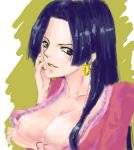 artist_request black_hair blue_eyes boa_hancock cleavage dark_purple_hair huge_breasts long_hair one_piece